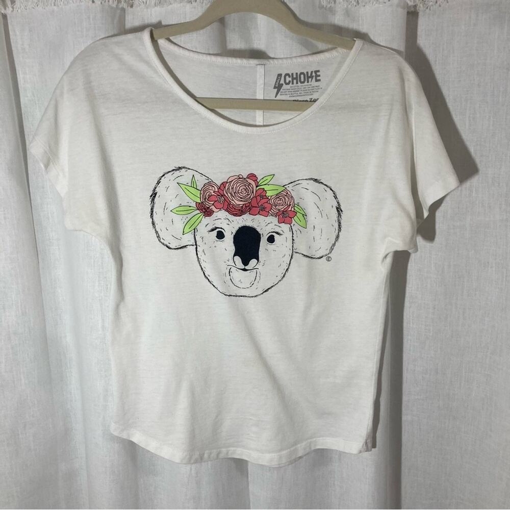 Choke San Diego Zoo graphic tee size S koala with floral crown summer t-shirt